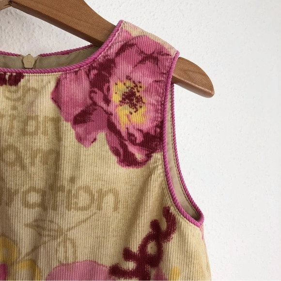 Zara dress sleeveless tan corduroy with purple flowers size 5 years - Picture 3 of 9